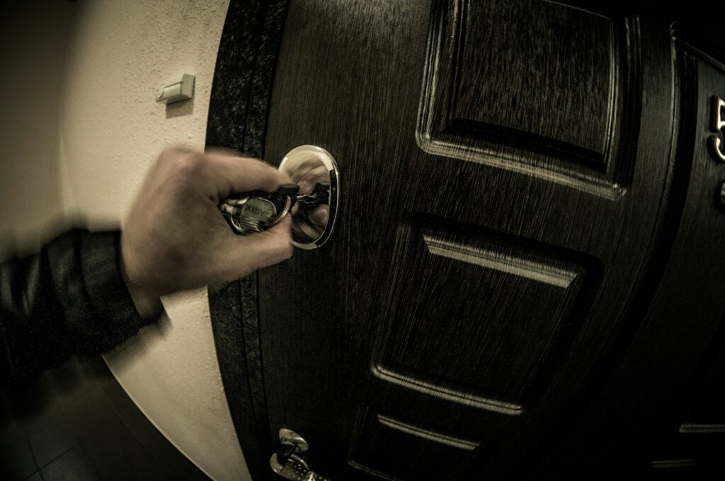 Closing the door with a key